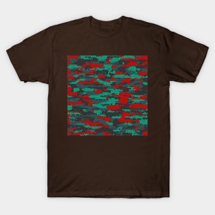 Camo Pattern - Red Teal T-Shirt